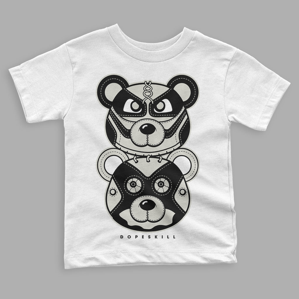 Military Black 4s DopeSkill Toddler Kids T-shirt Leather Bear Graphic - White