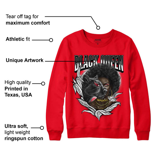 Red Thunder 4s DopeSkill Red Sweatshirt New Black Queen Graphic