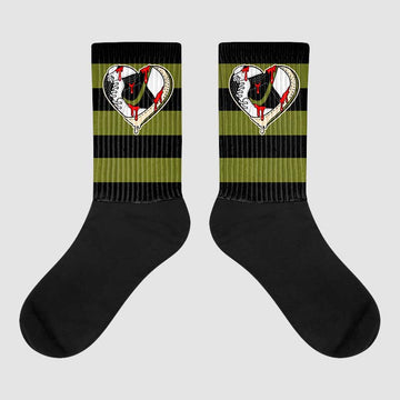 Travis Scott x Jordan 1 Low OG “Olive” DopeSkill Sublimated Socks Horizontal Stripes Graphic Streetwear