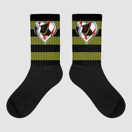 Travis Scott x Jordan 1 Low OG “Olive” DopeSkill Sublimated Socks Horizontal Stripes Graphic Streetwear