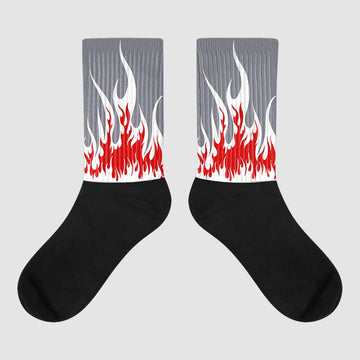 Fire Red 9s Sublimated Socks FIRE Graphic