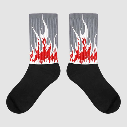 Fire Red 9s Sublimated Socks FIRE Graphic