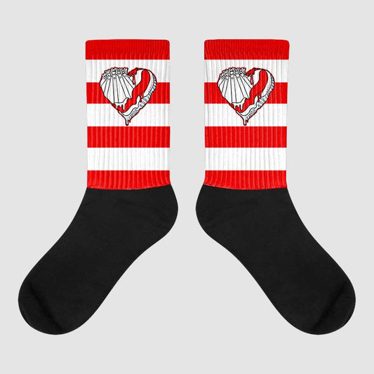 Cherry 11s Sublimated Socks Horizontal Stripes Graphic 