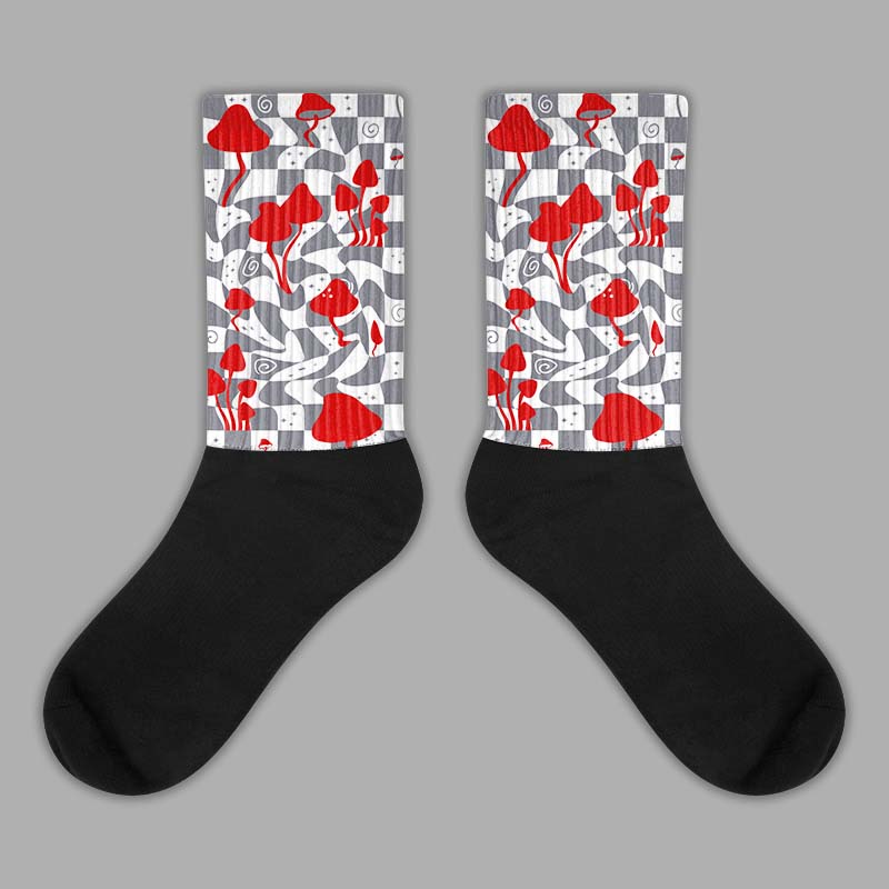 Fire Red 9s Sublimated Socks Mushroom Graphic 