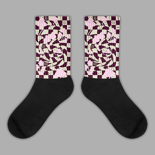 Dunk Low Night Maroon and Medium Soft Pink Sublimated Socks Mushroom Graphic  Streetwear