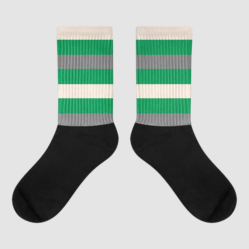 Jordan 2 Retro Lucky Green Sublimated Socks Horizontal Stripes  Graphic Streetwear 