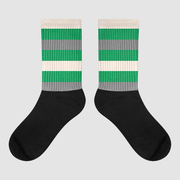 Jordan 2 Retro Lucky Green Sublimated Socks Horizontal Stripes  Graphic Streetwear 