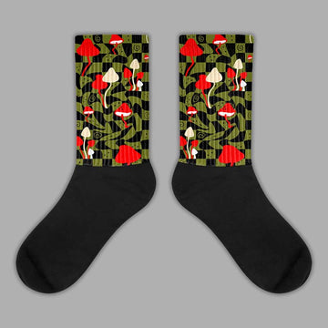 Travis Scott x  Jordan 1 Low OG “Olive” DopeSkill Sublimated Socks Mushroom Graphic Streetwear