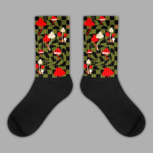 Travis Scott x  Jordan 1 Low OG “Olive” DopeSkill Sublimated Socks Mushroom Graphic Streetwear