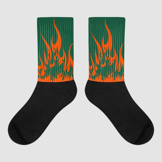 Dunk Low Team Dark Green Orange Sublimated Socks FIRE Graphic