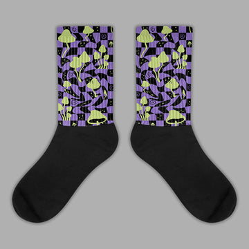 Mushroom Sublimated Socks Match Jordan 4 Canyon Purple