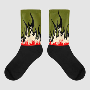 Travis Scott x Jordan 1 Low OG “Olive” DopeSkill Sublimated Socks FIRE Graphic Streetwear