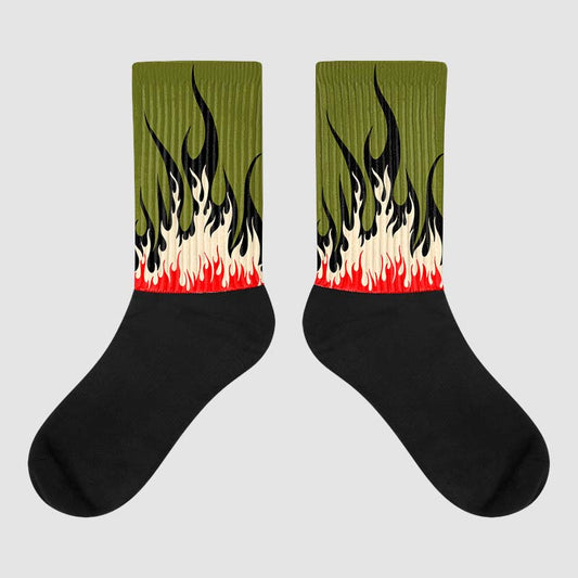 Travis Scott x Jordan 1 Low OG “Olive” DopeSkill Sublimated Socks FIRE Graphic Streetwear