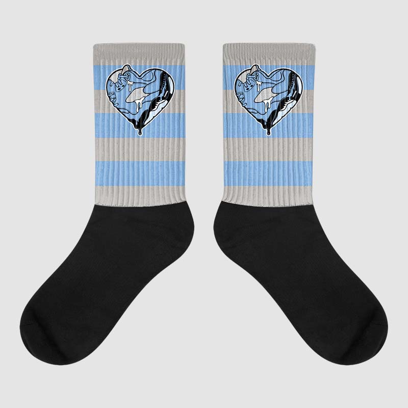 Jordan 5 University Blue Dopeskill Sublimated Socks Horizontal Stripes Graphic Streetwear