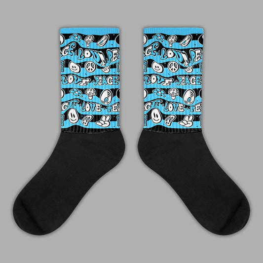 University Blue 13s Sublimated Socks Love Graphic
