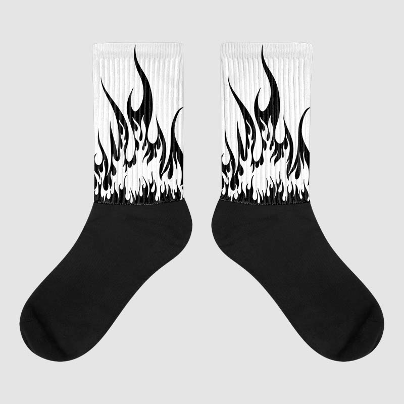 Jordan 1 High 85 Black White Sublimated Socks FIRE Graphic Streetwear