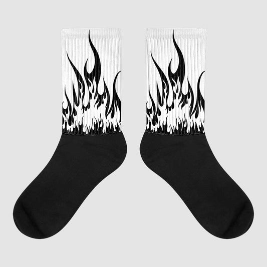 Jordan 1 High 85 Black White Sublimated Socks FIRE Graphic Streetwear