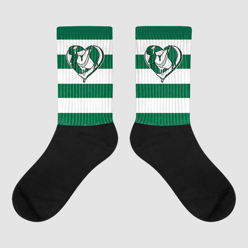 Gorge Green 1s Sublimated Socks Horizontal Stripes Graphic