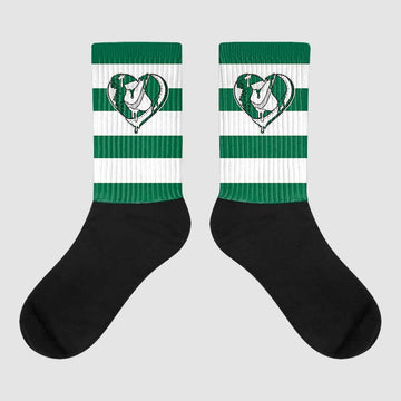 Gorge Green 1s Sublimated Socks Horizontal Stripes Graphic