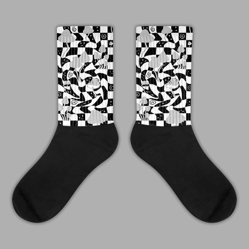 Jordan 1 High 85 Black White Sublimated Socks Mushroom Graphic Streetwear