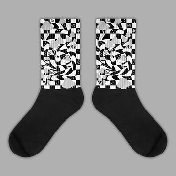 Jordan 1 High 85 Black White Sublimated Socks Mushroom Graphic Streetwear