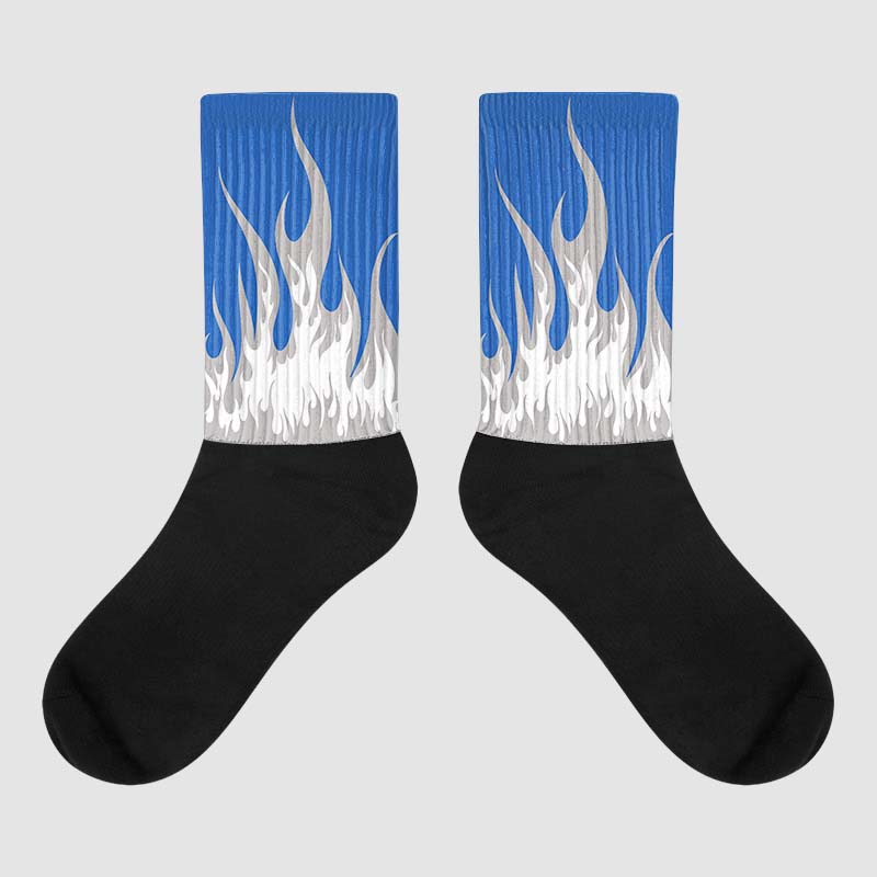 True Blue 1s Sublimated Socks FIRE Graphic