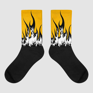 Goldenrod Dunk Sublimated Socks FIRE Graphic