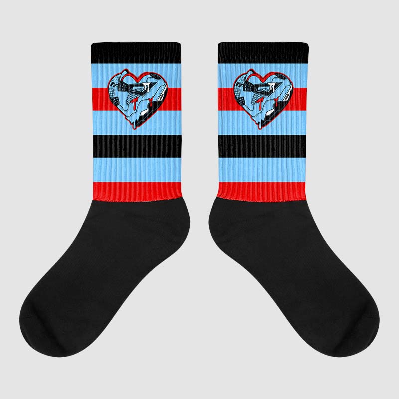 Travis Scott x Jordan 4 Retro 'Cactus Jack'  Sublimated Socks Horizontal Stripes Graphic Streetwear