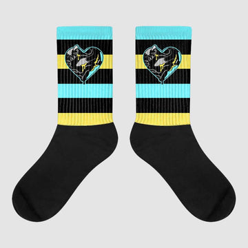 Aqua 5s Sublimated Socks Horizontal Stripes Graphic