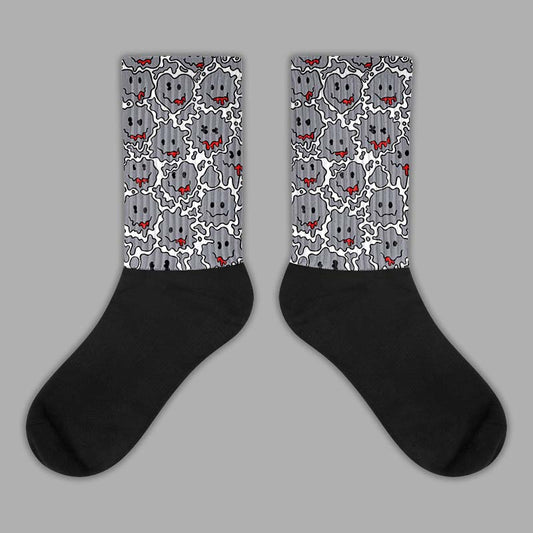 Fire Red 9s Sublimated Socks Slime Graphic