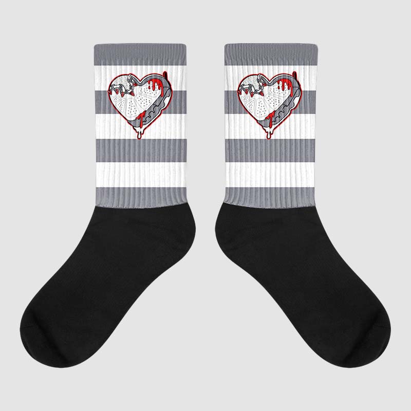 Fire Red 9s Sublimated Socks Horizontal Stripes Graphic 