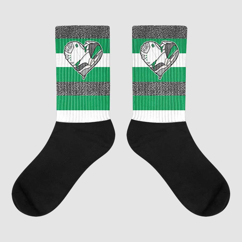 Jordan 3 WMNS “Lucky Green” DopeSkill Sublimated Socks Horizontal Stripes Graphic Streetwear