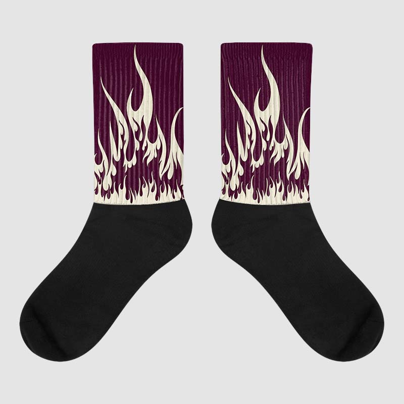 Dunk Low Night Maroon and Medium Soft Pink Sublimated Socks FIRE Graphic  Streetwear 