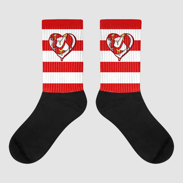 Dunk Low Gym Red Sublimated Socks Horizontal Stripes Graphic