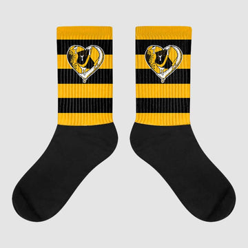 Goldenrod Dunk Sublimated Socks Horizontal Stripes Graphic