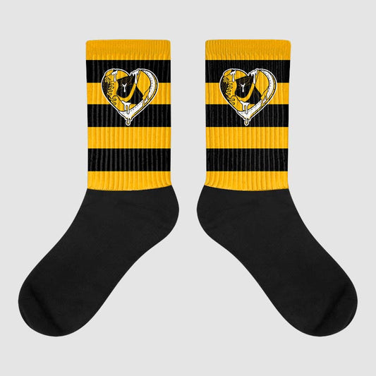 Goldenrod Dunk Sublimated Socks Horizontal Stripes Graphic