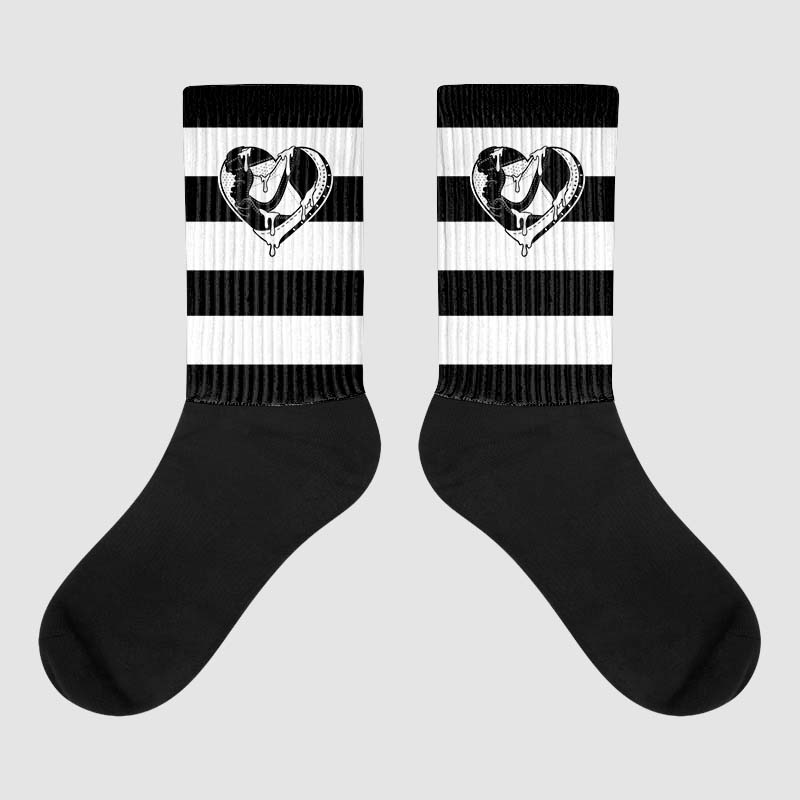 Jordan 1 High 85 Black White Sublimated Socks Horizontal Stripes Graphic Streetwear