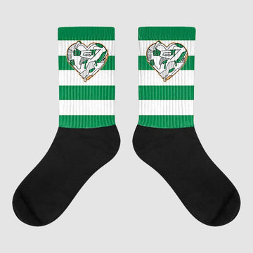 Nike SB x Jordan 4 “Pine Green” DopeSkill Sublimated Socks Horizontal Stripes Graphic Streetwear