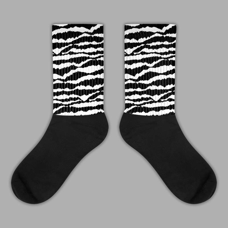 Jordan 1 High 85 Black White Sublimated Socks Abstract Tiger Graphic Streetwear