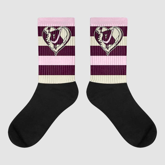 Dunk Low Night Maroon and Medium Soft Pink Sublimated  Socks Horizontal Stripes Graphic Streetwear