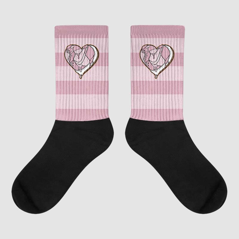 Dunk Low Teddy Bear Pink Sublimated Socks Horizontal Stripes Graphic