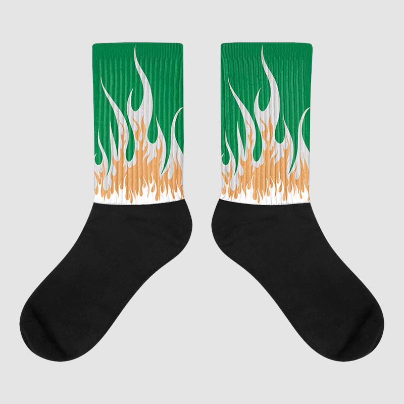 Nike SB x Jordan 4 “Pine Green” DopeSkill Sublimated Socks FIRE Graphic Streetwear - White