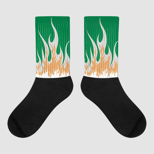 Nike SB x Jordan 4 “Pine Green” DopeSkill Sublimated Socks FIRE Graphic Streetwear - White