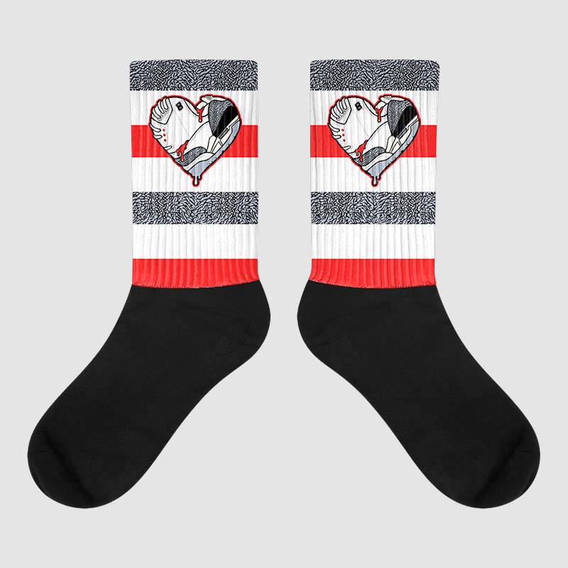 Jordan 3 Retro White Cement Reimagined DopeSkill Sublimated Socks Horizontal Stripes Graphic Streetwear