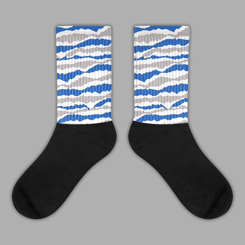 True Blue 1s Sublimated Socks Abstract Tiger Graphic