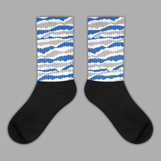 True Blue 1s Sublimated Socks Abstract Tiger Graphic