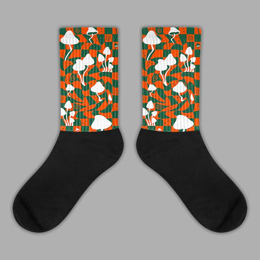 Dunk Low Team Dark Green Orange Sublimated Socks Mushroom Graphic