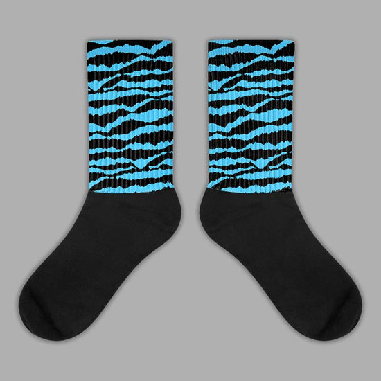 University Blue 13s Sublimated Socks Abstract Tiger Graphic