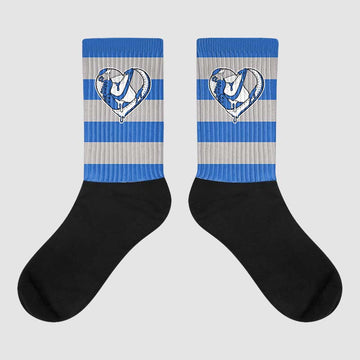 True Blue 1s Sublimated Socks Horizontal Stripes Graphic