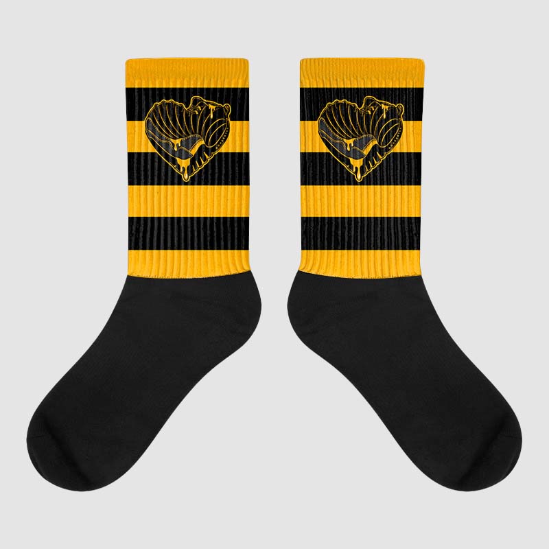 Black Taxi 12s Sublimated Socks Horizontal Stripes Graphic